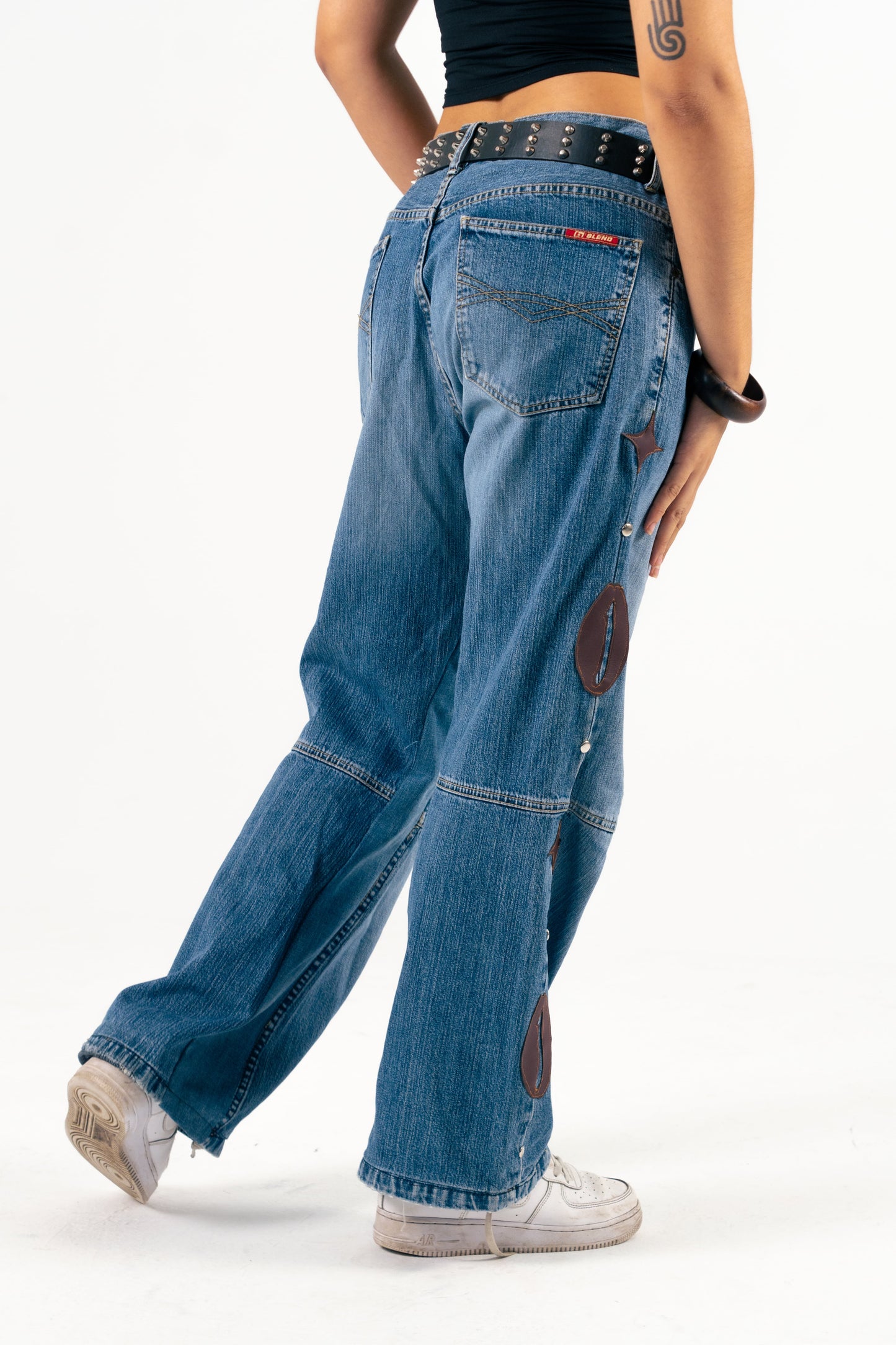 Blue Vintage Brown Cowrie Baggy Denim - Yimms