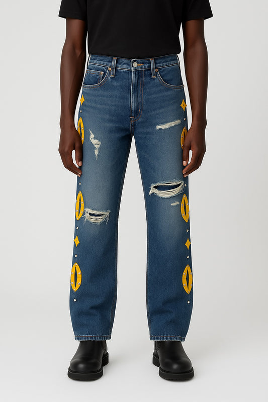 Blue & yellow Cowrie Denim