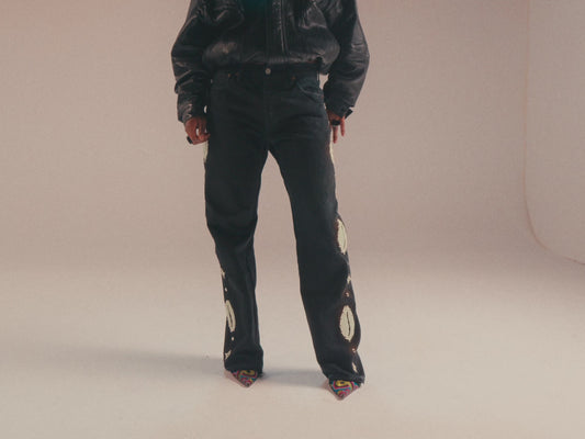 Black & White Cowrie Denim