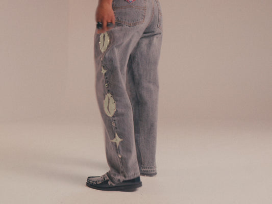 Grey & white Vintage  Cowrie Denim