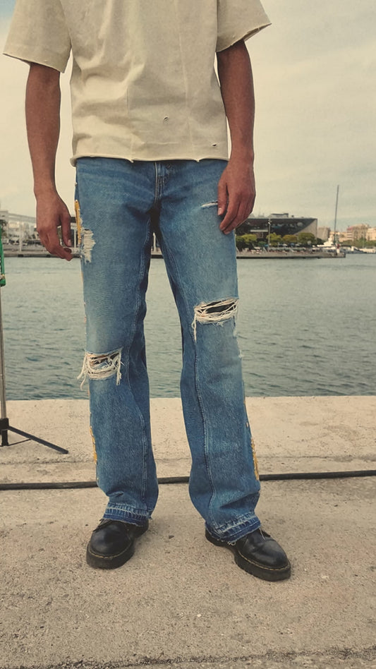 Blue & yellow Cowrie Denim